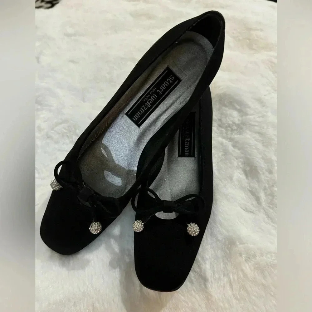 Stuart Weitzman Vintage Bow Rhinestone Heels 80’s 7 1/2 Holiday Sparkle Bridal - Picture 14 of 16